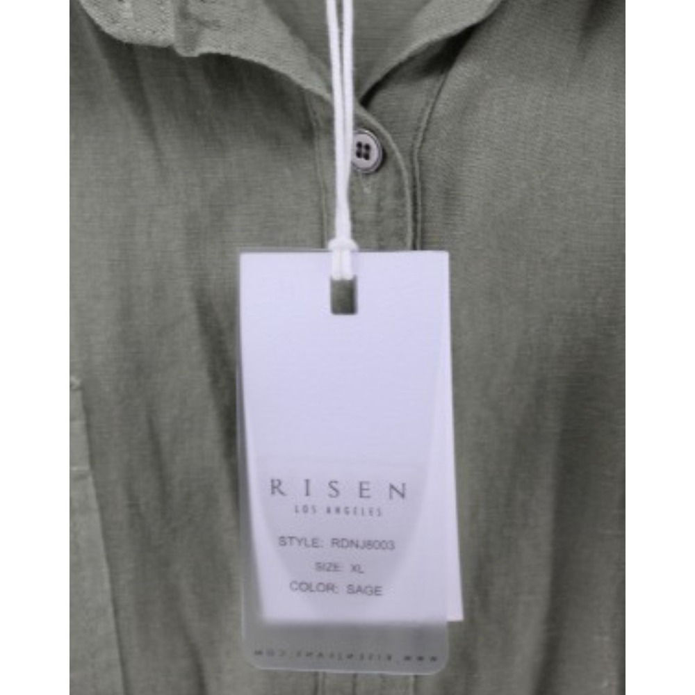 Risen Los Angeles Linen Blend Shirt‎ Dress Womens XL Sage Green Button Up NWT - Picture 6 of 9